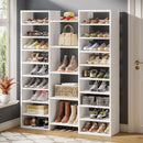 Axyaa 14-Tier Tall Shoe Rack with 22 Cubbies, White Wooden Cabinet for 46 Pairs