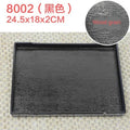 Axyaa Melamine European Rectangle Plate Set Glossy Wood Grain Finish