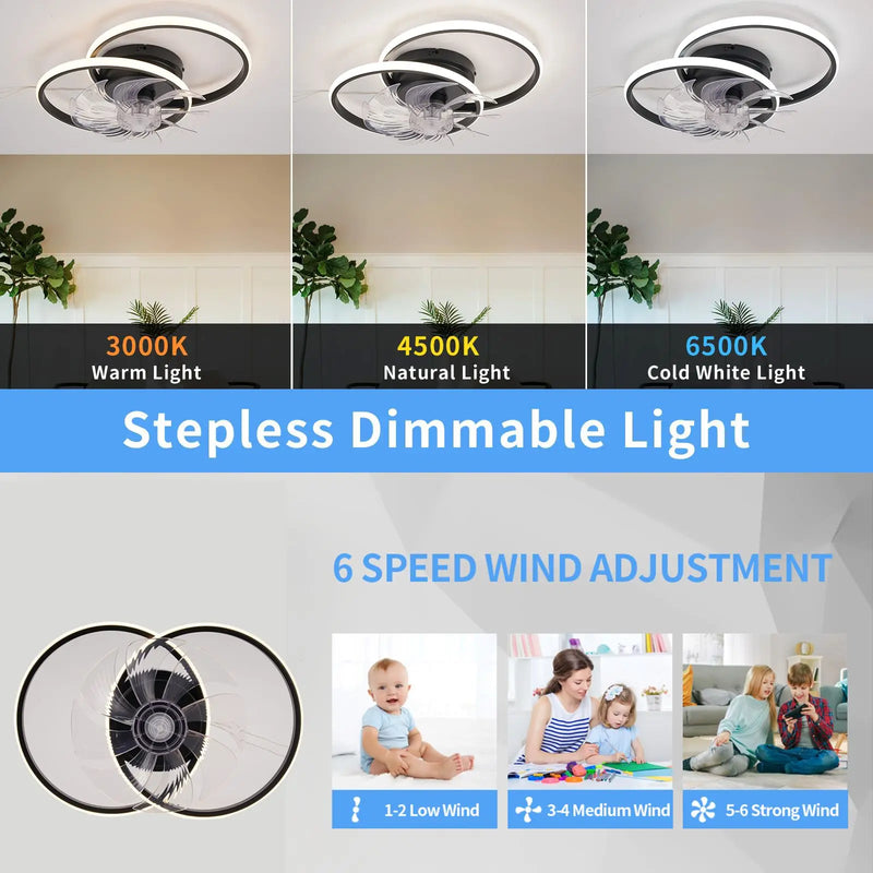 Axyaa Round Acrylic Ceiling Fan LED Light: Multifunctional Dimming & Silent Wind Speed