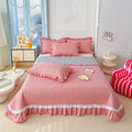 Axyaa Kapok Twill Bed Cover Set with Lace Trim and Pillowcases