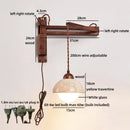 Axyaa Nordic LED Wall Sconce Yellow Travertine Stone Wood Handle Stair Light