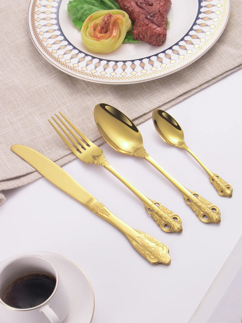 Axyaa 24pcs High-End Stainless Steel Tableware Set for Home, Hotel, Party, Christmas Gift