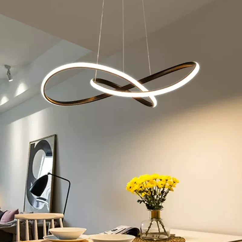 Modern Nordic LED Pendant Light by Axyaa for Home, Aluminum Line Design with Remote Dimming