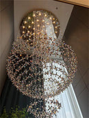 Axyaa Modern Crystal Chandelier Staircase Lighting for Living Room and Hotel Lobby