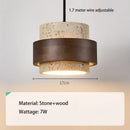 Axyaa Stone Wood Pendant Chandelier Retro Hanging Light Fixture Bedside Bar Restaurant