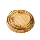 Axyaa Bamboo Round Tray: Modern Minimalist Tea Set, Pastry & Fruit Serving Tray.