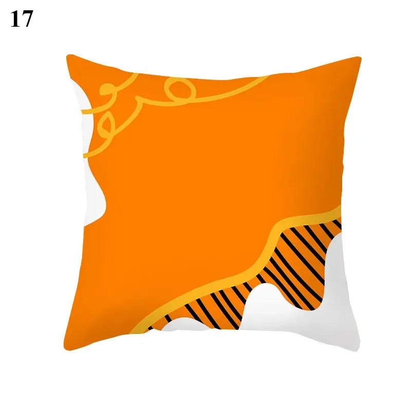 Orange Geometric Leaf Lines Pillowcase by Axyaa - Home Decor and Cozy Throw Pillows