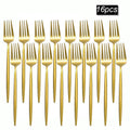 Axyaa 16pcs Stainless Steel Gold Tableware Dinner Fork Set