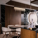Axyaa Luxury LED Crystal Chandelier Gold/Black Hanging Light for Modern Kitchen Island