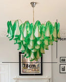 Axyaa Large Glass Chandelier: Pink Green Petal Pendant Light