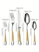 Axyaa Stainless Steel Star Drill Cutlery Set - 30pc Knife, Fork & Spoon Dining Set