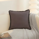 Axyaa Fringed Tassels Cotton Pillow Cover - White Mustard, 45x45cm 30x50cm