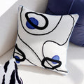 Axyaa Blue Jacquard Embroidery Throw Pillow Cover Cojines 45X45 - Decorative Living Room Cushion Covers