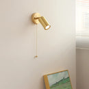 Axyaa Bathroom LED Wall Light Fixture in Gold Copper Walnut Wood, Japan Style