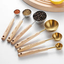 Axyaa Stainless Steel Measuring Cups & Spoons with Wooden Handle