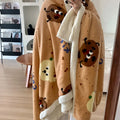 Axyaa Cartoon Puppy Fleece Blanket | Double-Layer Thick Warm Throw | Soft Plush Plaid