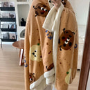 Axyaa Cartoon Puppy Fleece Blanket | Double-Layer Thick Warm Throw | Soft Plush Plaid
