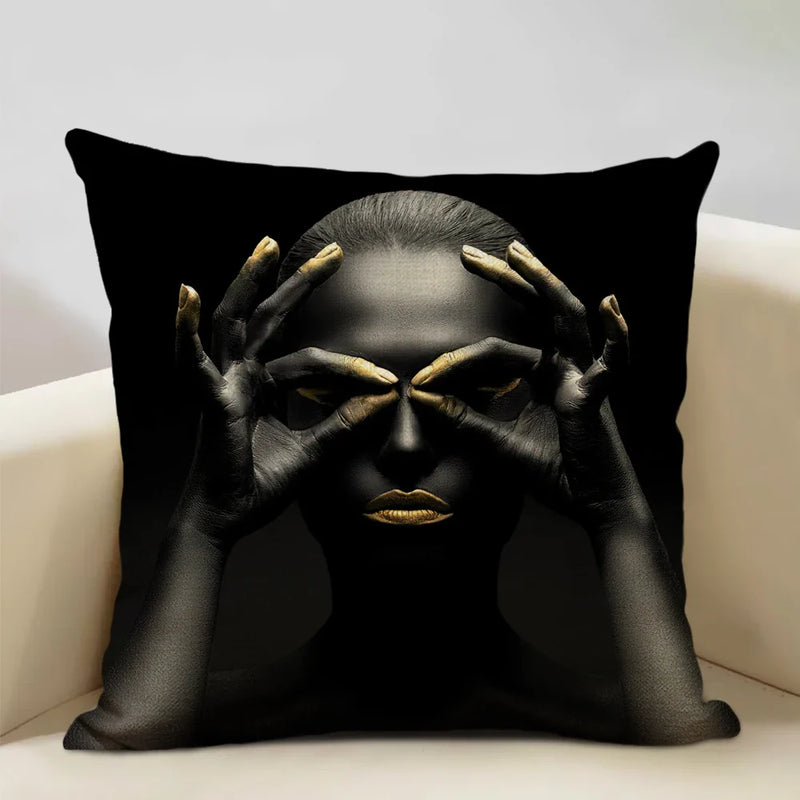 Nordic Print Linen Cushion Cover, Black and White Decor Pillowcase for Sofa by Axyaa