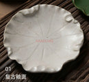 Axyaa Retro Style Steak Plate with Irregular Lotus Leaf Design, Creative Ceramic Dessert Dish