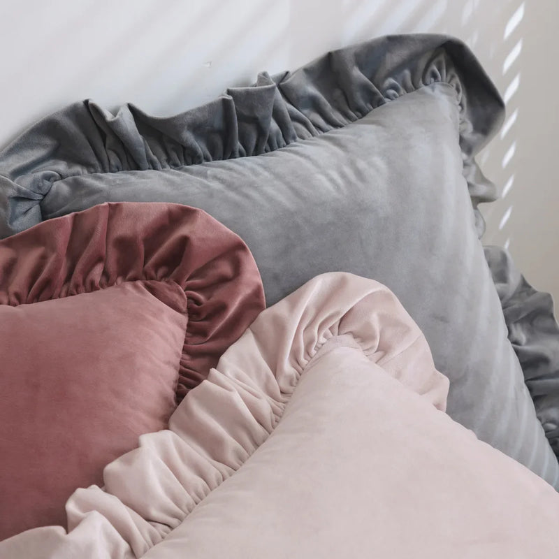 Axyaa Velvet Ruffle Cushion Cover for Home Decor 30x50/45/50cm