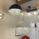 Axyaa Luxury Crystal Chandelier Black White LED Round Light for Living Dining Room