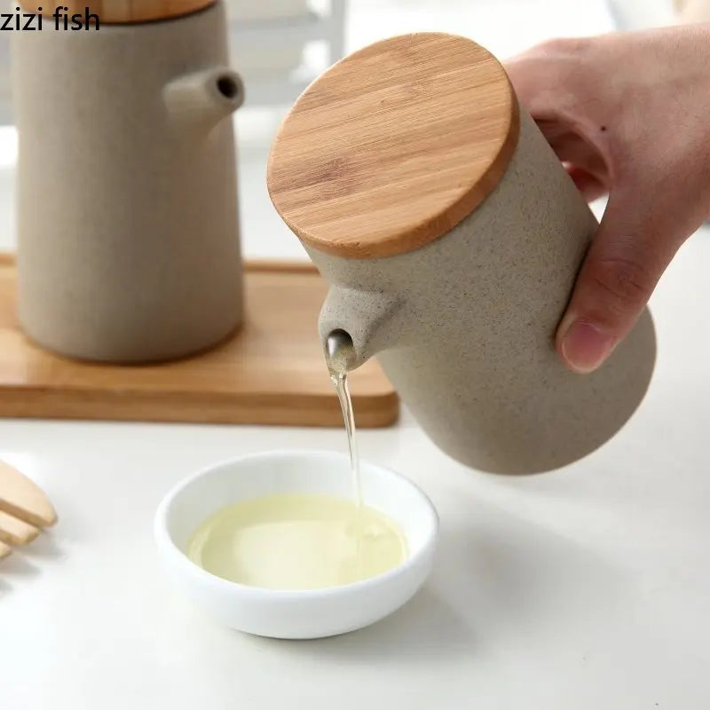 Axya Ceramic Soy Sauce Bottle Vinegar Pot Kitchen Storage Container
