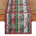 Axyaa Christmas Holiday Table Runner Gloves Fir Berries Decor Sugar Cane