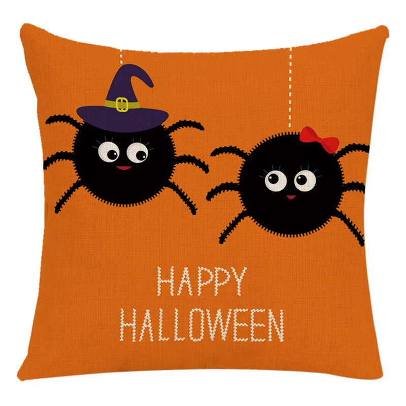 Axyaa Halloween Spider Pillowcase Black Castle Owl Thanksgiving Square Cushion Cover