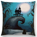 Cute Cat Moon Night Wonderland Witch Halloween Dance Pillow Cover by Axyaa