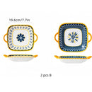 Axyaa Japanese Square Plates with Double Ears, Microwave and Oven-Safe, Set of 2