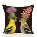 Squirrel Bird Bear Fox Animal Printed Cotton Linen Pillowcase by Axyaa