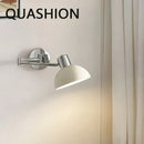 Axyaa Swing Wall Lamp Chrome Iron Fabric Shade E27 Bedroom Sconce Light