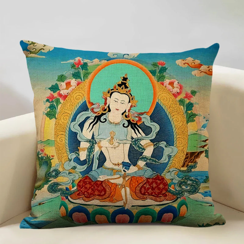 Axyaa Buddhist Portrait Art Pillowcase Home Decor Cushion Cover 45x45cm
