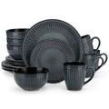 Axyaa Black Relief Ceramic Tableware Set - 16/32 Pieces, Elegant Dinnerware	Collection