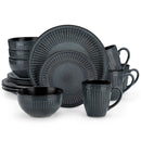 Axyaa Black Relief Ceramic Tableware Set - 16/32 Pieces, Elegant Dinnerware	Collection