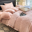 Axyaa Velvet Carved Duvet Set 4Pcs Bedding Set Plush Fleece Warm Softness