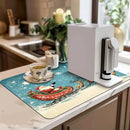 Axyaa Christmas Santa Kitchen Absorbent Mat - Antiskid & Quick Draining Tableware Mat