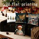 Axyaa Festive Scene Christmas Cushion Cover for Sofa, Bedroom, Car Pillow