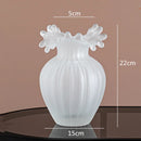 Axyaa Geometric Wavy Stripes Glass Vase Frosted Transparent Hydroponics Wedding Home Decor
