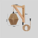 Axyaa Country Style Wood Rope Wall Lamp Retro Cafe Bedroom Light