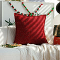 Axyaa Red & Green Decorative Cushion Cover for Living Room Sofa: Zipper Throw Pillow Case