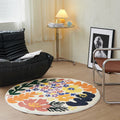 Axyaa Flower Pastoral Small Fresh Round Rug for Bedroom Dresser, Living Room Non-Slip Carpet