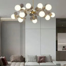 Axyaa Glass LED Designer Chandelier for Living, Dining, and Bedroom - Modern Room Decoration Lighting