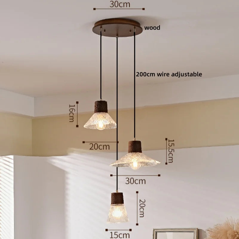 Axyaa Clear Glass LED Pendant Light Chandelier - Home Decor Hanging Lamp