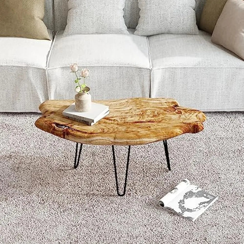 Axyaa Live Edge Cedar Wood Coffee Table - Modern Centerpiece for Livin