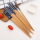 Axyaa Bamboo Chopsticks Set Japanese Style Blue Wood, Anti-skid, Portable