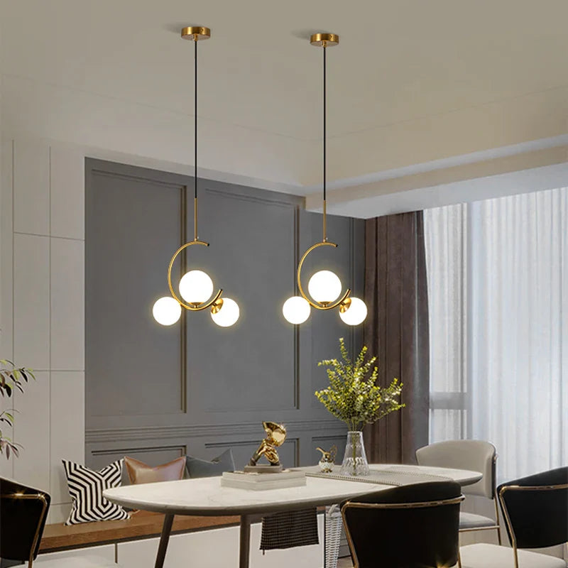 Axya Glass Ball LED Chandelier for Dining Room, Bedroom, Kitchen, Restaurant