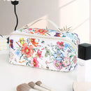 Axyaa Floral Print Portable Makeup Bag, Travel Toiletries Storage with Partition