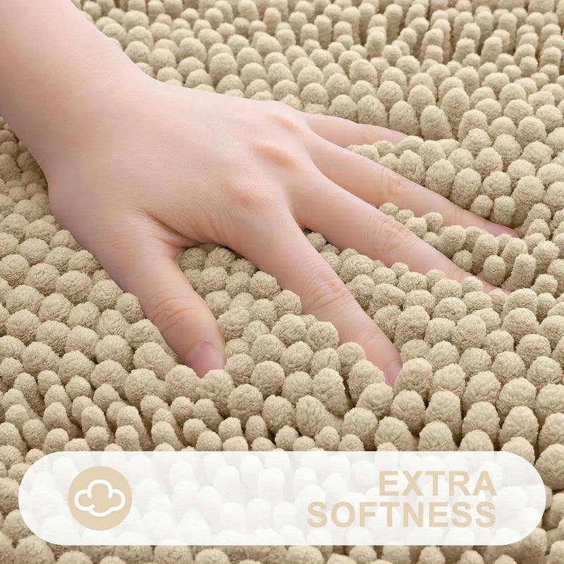 Axyaa Chenille Bath Mat - Absorbent & Non-Slip Plush Shaggy Bathroom Rug