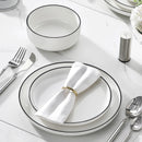 Axyaa 12/24 Piece Black Rim Porcelain Dinnerware Set - Tableware Set for 4